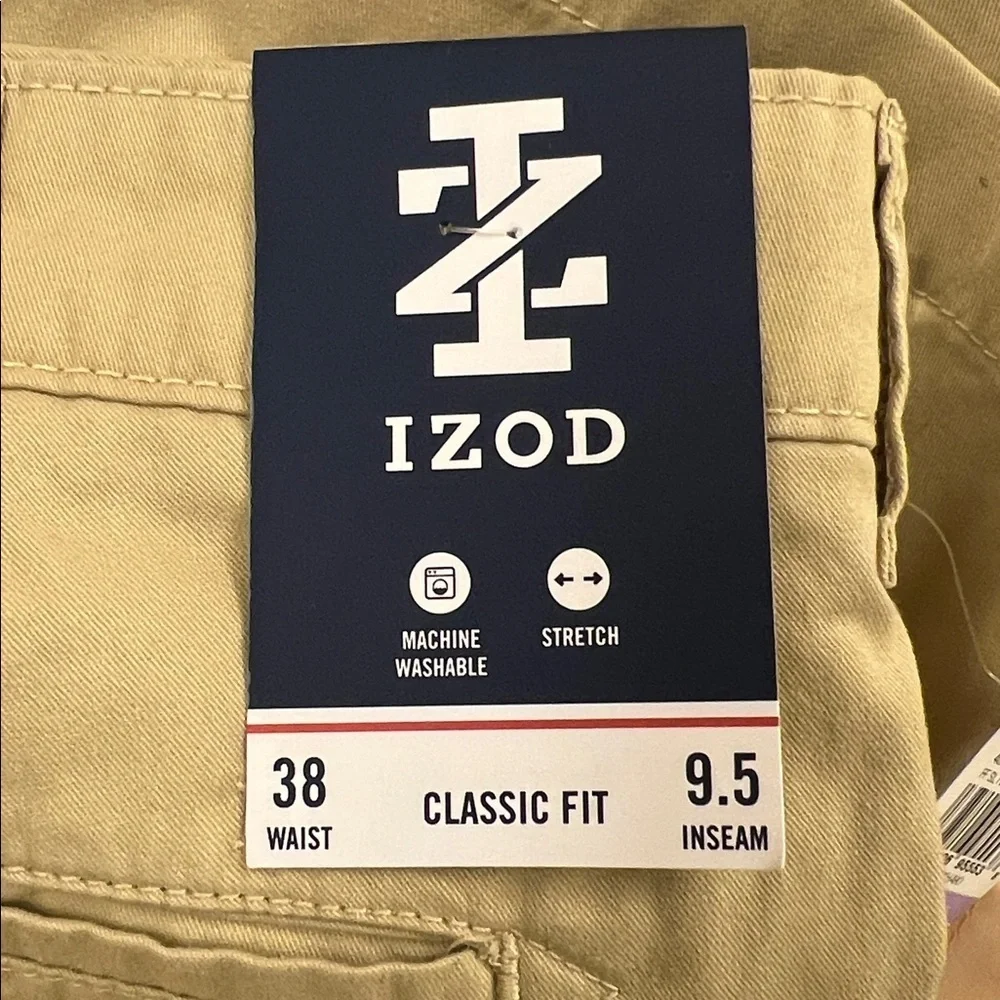 Izod Men's Flat Front Tan Shorts